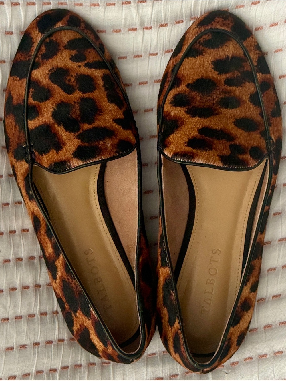 Talbots Leather Leopard-Print Loafers in Brown and Black
